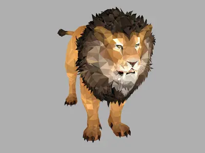 African Lion Animal Mammal Hunter Lowpoly Art Cat PolyArt Low-poly 3D model