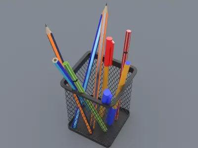 Office Pencil Cup Low-poly 3D model