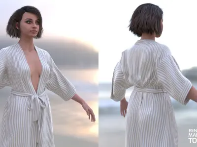 Woman - Bathrobe - Modular - Rigged Low-poly 3D model