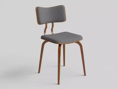 Jaguar Mid-Century Dining Chair Walnut Charcoal 3D model