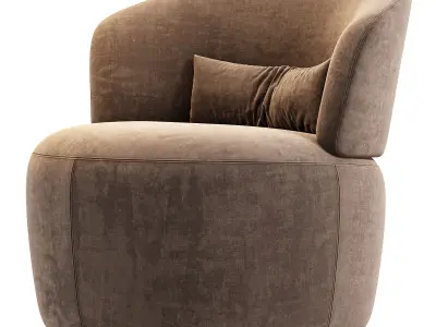 Amber Boucle Swivel Chair By Castlery 3D model
