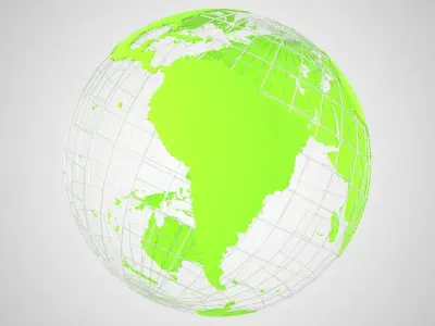 Globe News Skeleton Bright Green 3D model