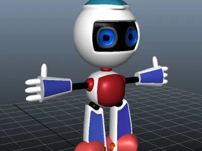 Robot with two thumbs Free low-poly 3D model