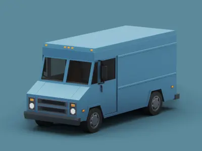 Stylized Cartoon Step Van Police SWAT Low-poly 3D model