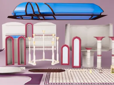 Royal Dining Room Low-poly 3D model