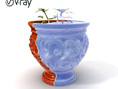 Decorative Terracotta Planter Model Pack Low-poly 3D model