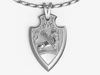 Finged Lion Pendant Silver Gold  Print 3D print model
