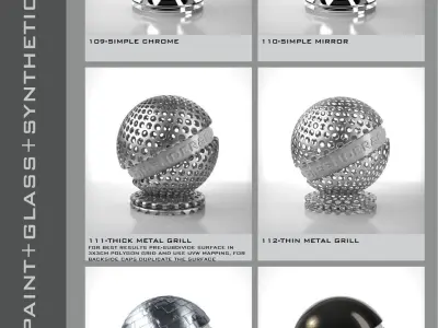 Shaders for VrayforC4D - Bundle 04 Metal-Paint-Glass-Synthetic 3D model