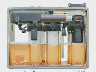 Cyberpunk Multi-Stage Water Filtration System Low-poly 3D model