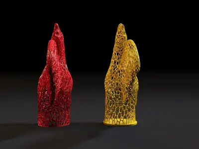 Rooster two sculptures 3D print model
