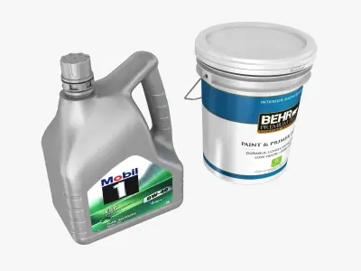 mobil 1 car engine oil and behr interior paint 3D model