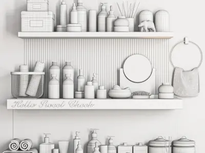 bathroom set 129 Low-poly 3D model