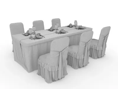 Banquet Table and Chair 127 3D model
