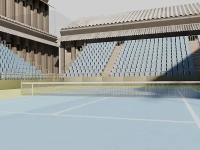 VR Tennis Court Low-poly 3D model