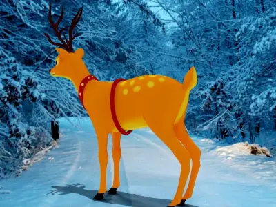 Cartoon Deer unity package Low-poly 3D model