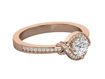 Luxury Halo Wrap Pave Solitaire Diamond Ring CAD Design 3D print model