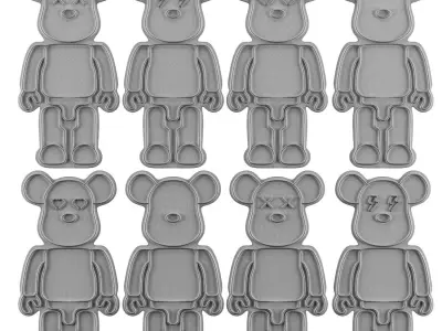 Kaws Bearbrick Neon Signs 3D model
