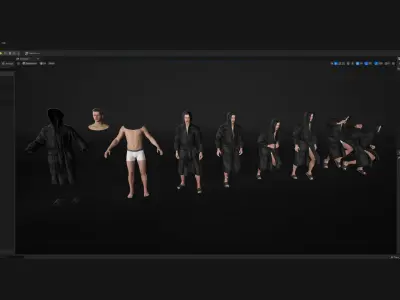 Mens and Womens Bathrobes - Modular - Rigged 3D Model Collection