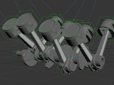 Animated V8 Engine 3D model