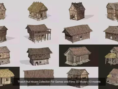 Thatch Hut House Collection For Games and Films 3D Model