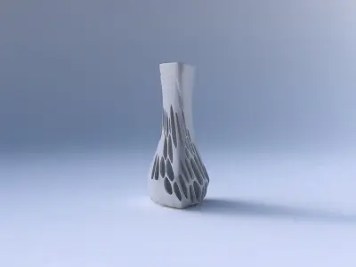 Vase puffy triangle with twisted half organic lattice 3D print model