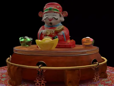 Chinese god of fortune figure 3D model