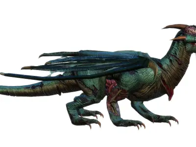 Fantasy Zombie Dragon Low-poly 3D model