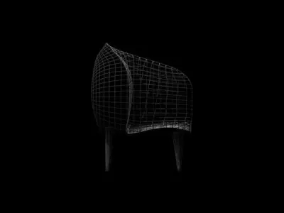 Modern fabric armchair Low-poly 3D model
