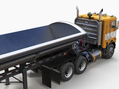 Freightliner Powerliner  side tipper road train Low-poly 3D model