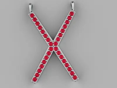 Diamond X Pendant Gold Silver Platinum Luxury Jewelry 3D print model