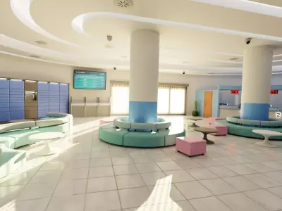 Post Office Interior V4 - Fully Equipped Commercial Environment Low-poly 3D model