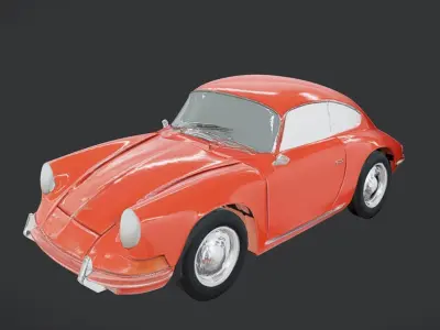 classic red sports car 3D model