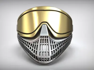 Paintball Gems Mask Blackened Silver Ring 3D print model