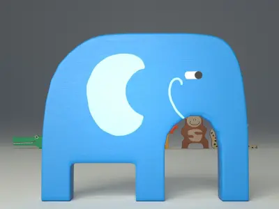 WOODEN ANIMALS SAVANNAH Low-poly 3D model