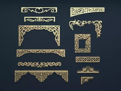 Collection of Curtain  accessories  3D model 02 3D model