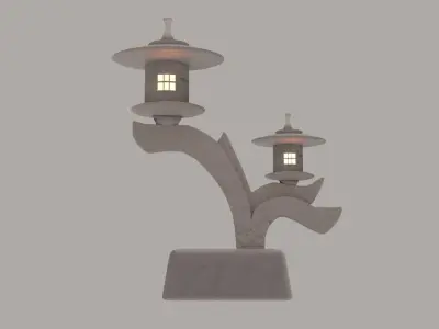 Japanese Granite Garden Ornaments Lamp Free low-poly 3D model