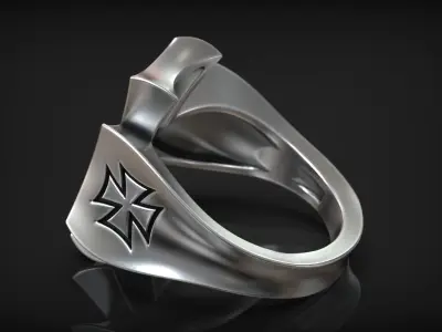 Maltese Cross Heraldic Hospitaller Luxury Diamond Ring 3D print model