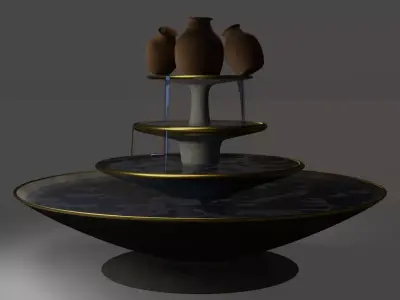 Fuente fountain with three vases on top Free 3D model