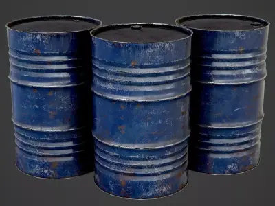 Oil Barrel blue PBR Game-Ready Low-poly 3D model