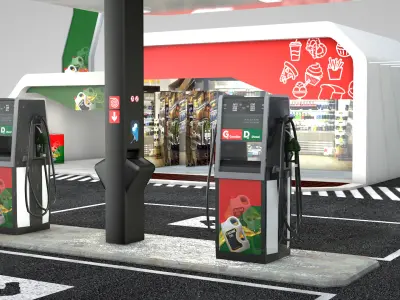 Building - Gas Station and Store 3D model