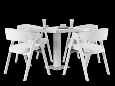 Summer cafe table and chairs 3D model