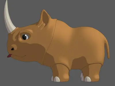 Rhnino cartoon Low-poly 3D model
