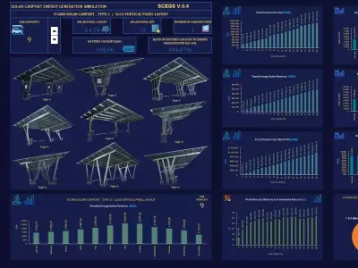 Solar Carport Energy Generation Simulation 3D model