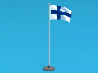 Low Poly Seamless Animated Finland Flag Low-poly 3D model