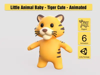 Little animal baby - Tiger cute - Animated Low-poly 3D model