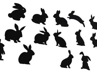 Bunny Rabbit Silhouette Symbol Low-poly 3D model