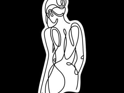 Woman Silhouette Neon Sign 3D model