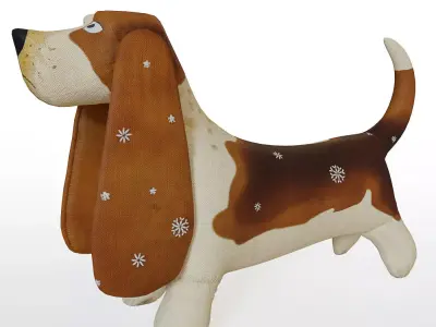 Basset dog fabric toy 3D model