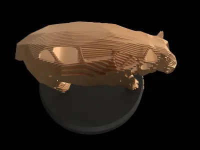 Parametric V Hippo Low-poly 3D model