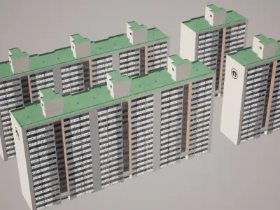 Old Korean apartment Low-poly 3D model